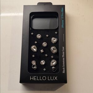 Hello Lux Black Gemstone Phone Case for iPhone 17 Pro Max
